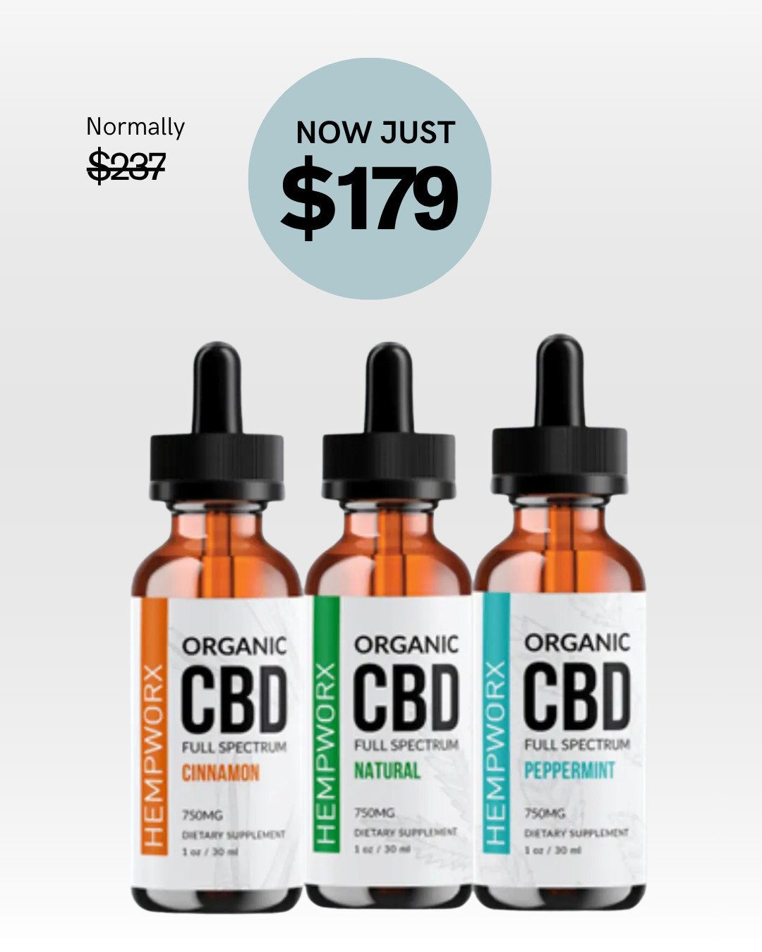 HempWorx 750 CBD Oil 3 Pack
